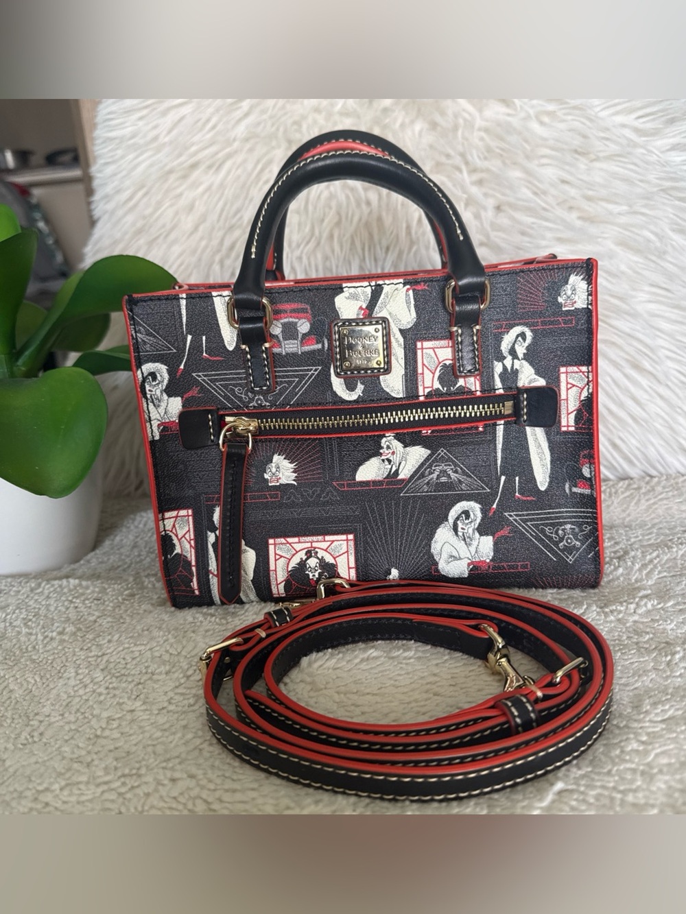 Dooney & Bourke Disney Cruella MIni Zip 2 way hipster Tote by 2021